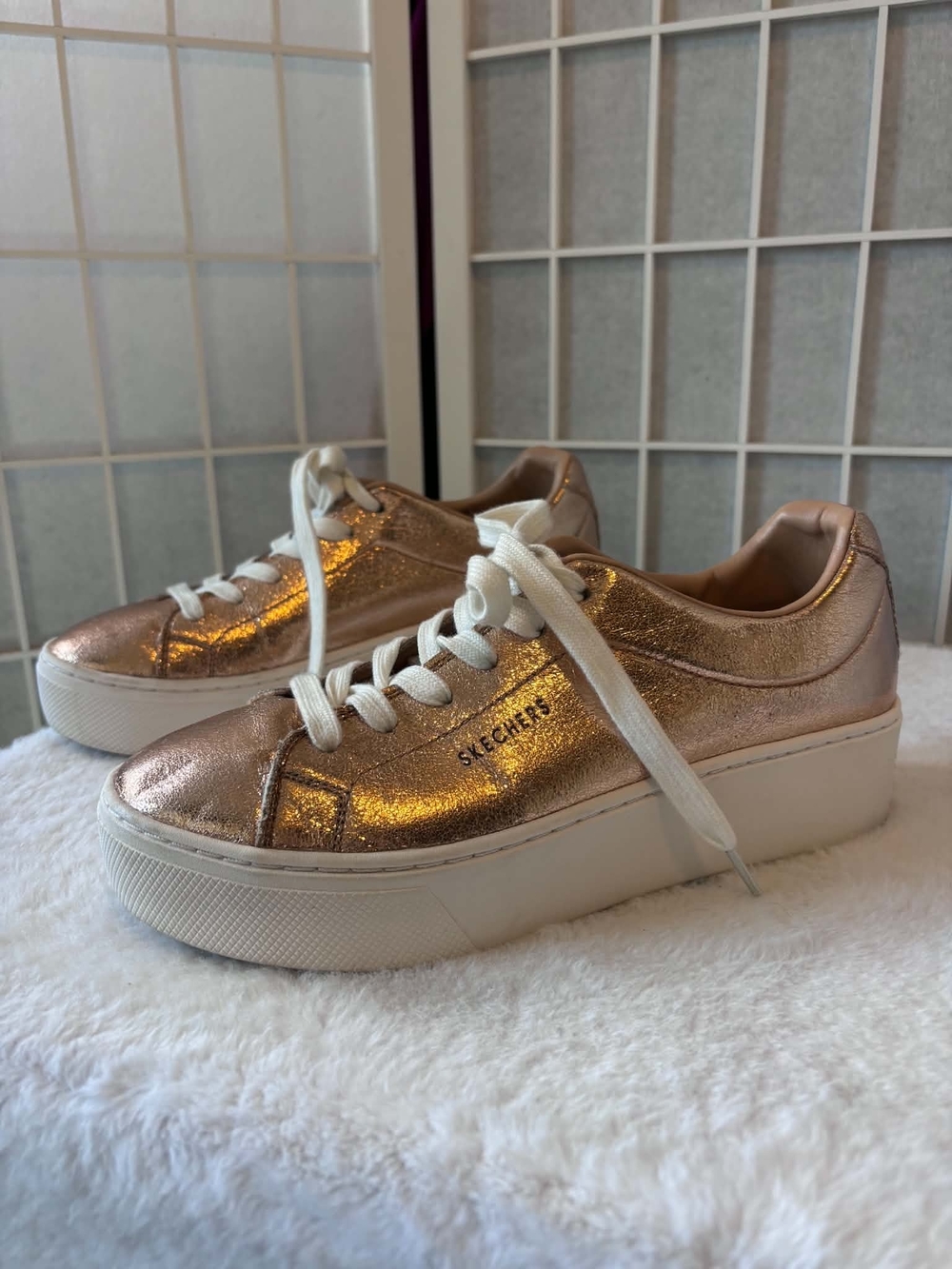 Skechers Rose Gold Platform Sneakers for Women